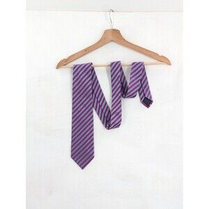 Charvet Place Vendome Blue  Red Stripes Silk Necktie Tie FRANCE 58.25" Paris